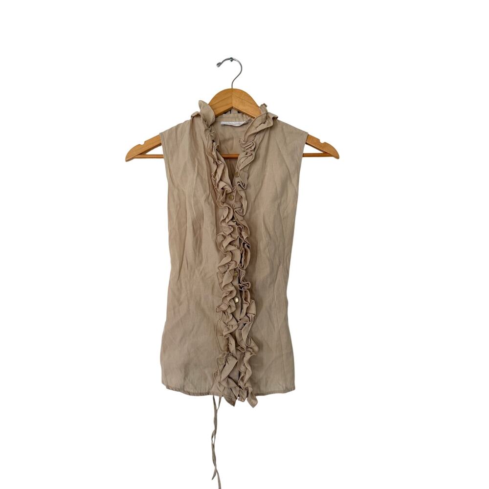 Anne Fontaine Sleeveless Ruffle Blouse Size 36